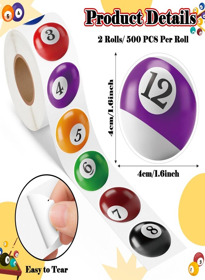 A1diee Realistic Billiard Ball Stickers - 1-16 Color Billiards Pool Ball Peel and Stick Decal Pool Ball Vinyl Waterproof Bumper Sticker for Sport Game Reward Laptop Wall Window Water Bottle, 2 Rolls - Image 2